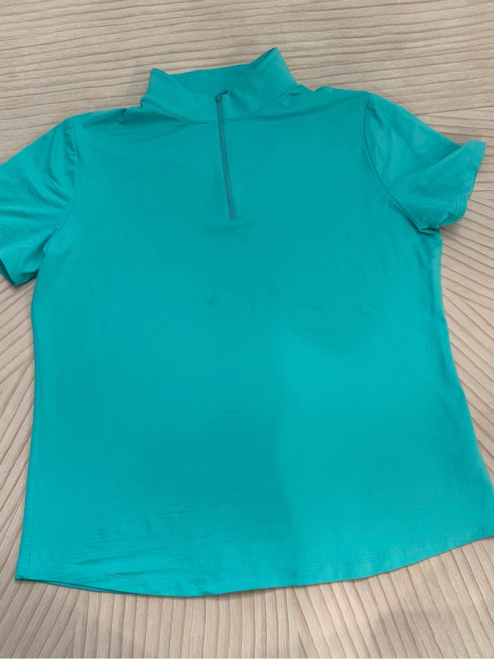 IBKUL Teal Short Sleeve Mock Neck Zip Top
